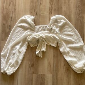 White Puff Sleeve Crop Blouse